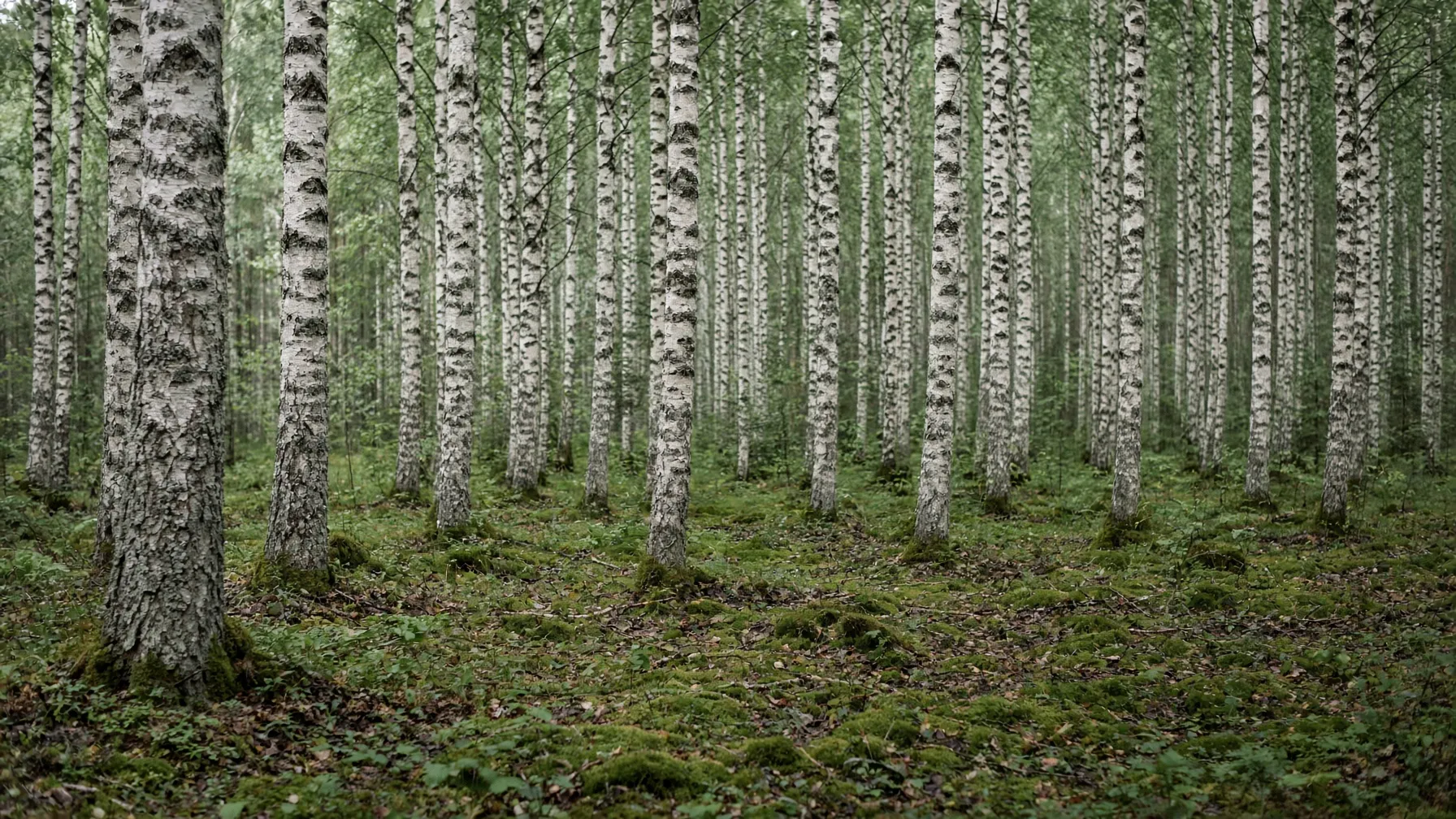 Waldweg mit Sonnenstrahlen